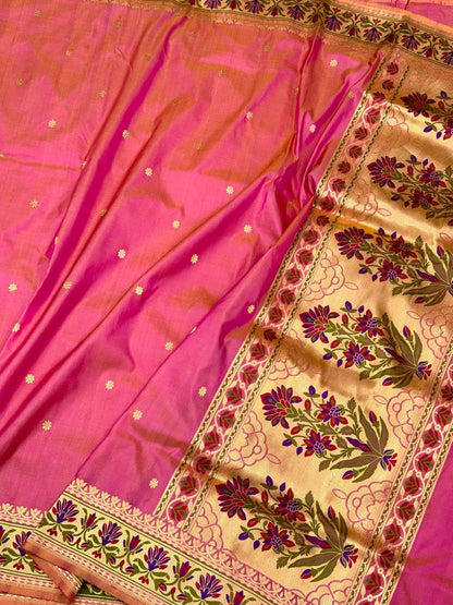 Magenta Pink Pure Katan Silk Handwoven Banarasi Saree