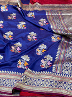 Reddish Orange Ektara Weave Pure Katan Silk Handwoven Banarasi Saree