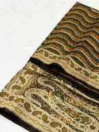 Brown Pure Satin Silk Handwoven Banarasi Tanchoi Saree