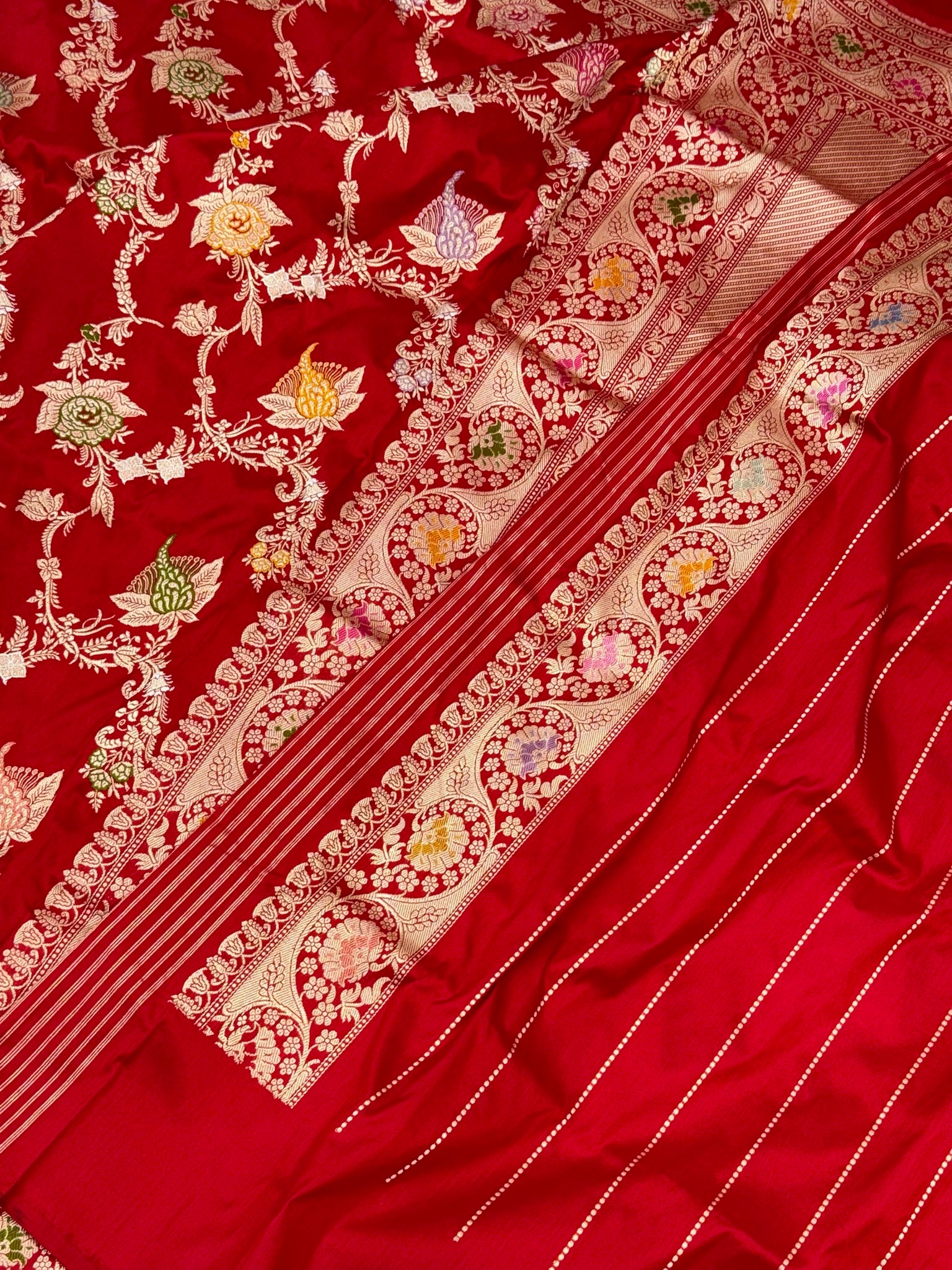 Red  Katan Silk Pure Handwoven Saree