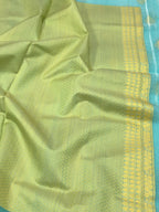 Aqua Blue Pure Kora Silk Handwoven Banarasi Saree