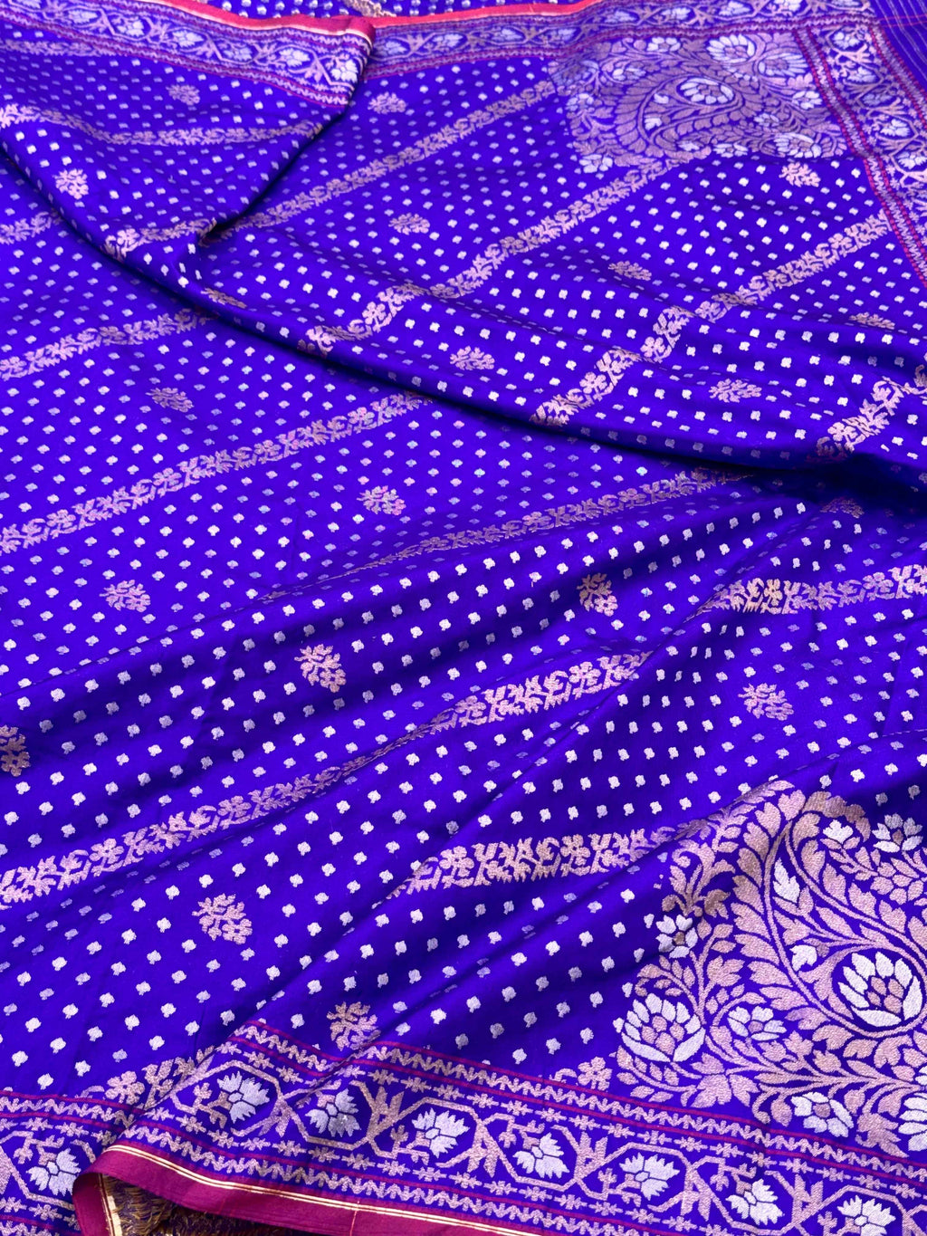 Blue Pure Double Katan Silk Handloom Banarasi Saree |Ektara Weave|