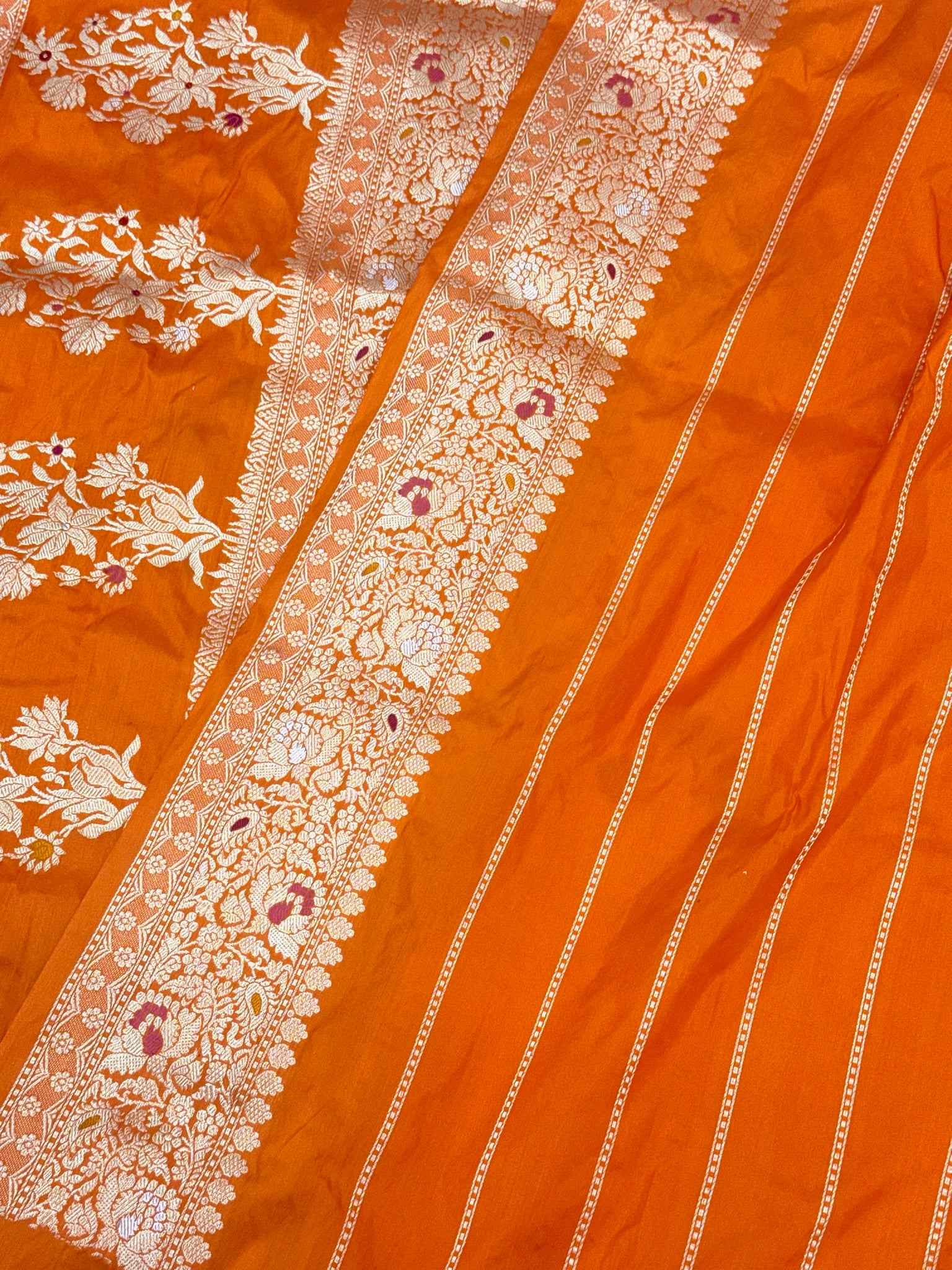 Brown Yellow Pure Chiniya Silk Contemporary Saree