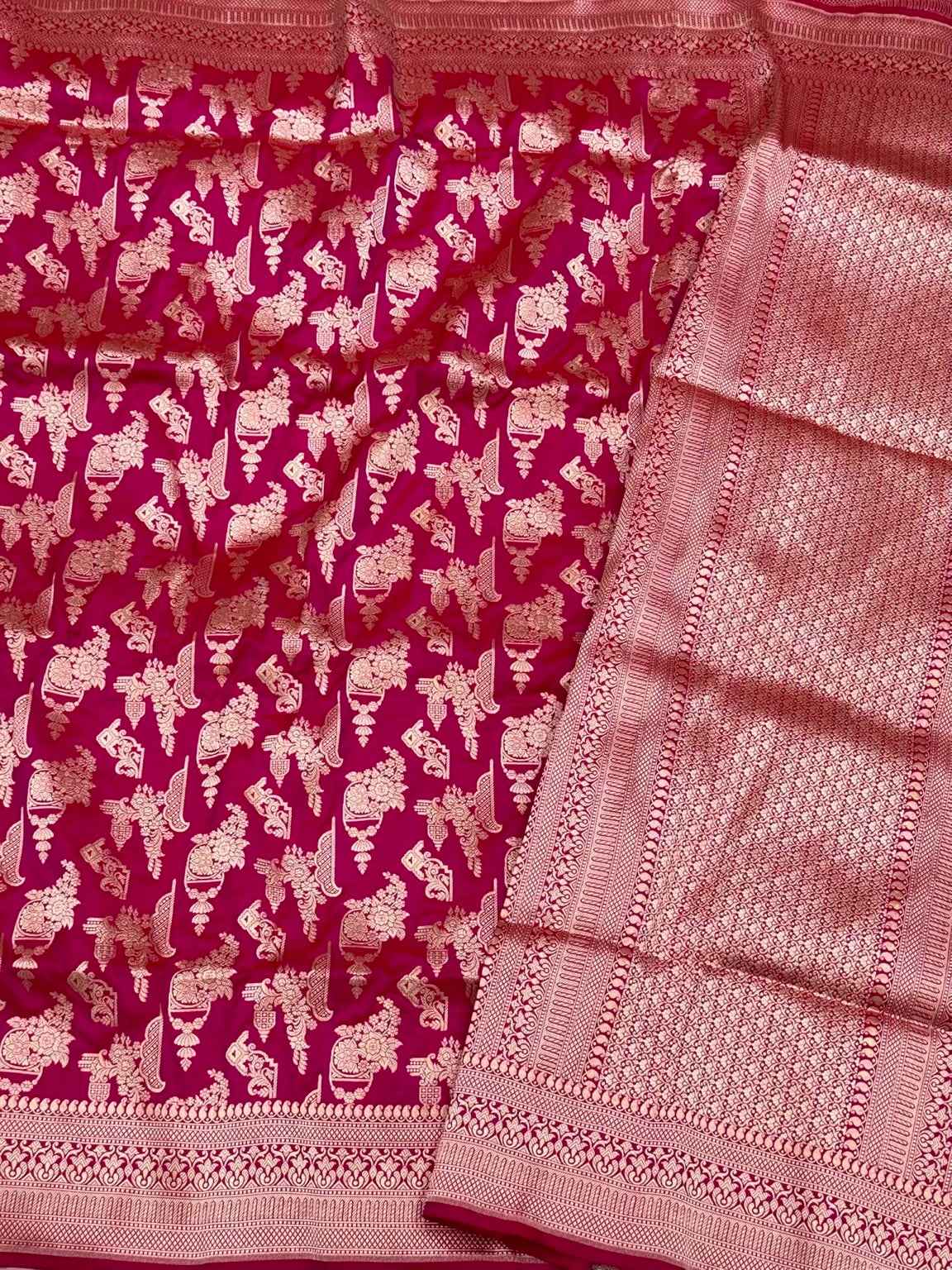 Pink Pure Mulberry Silk & Pure Katan Silk Elegant Handloom Banarasi Saree