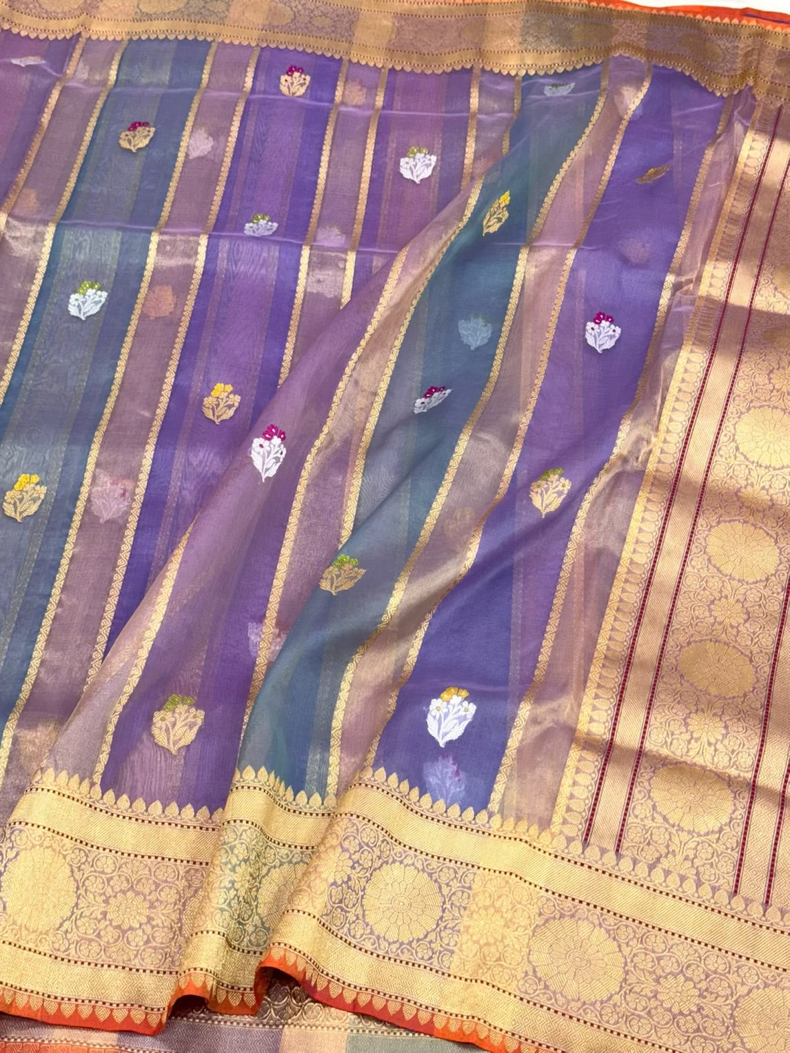 Purple Kora Tissue Handwoven Saree
