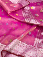 Pink Ektara Tissue Pure Handloom Saree