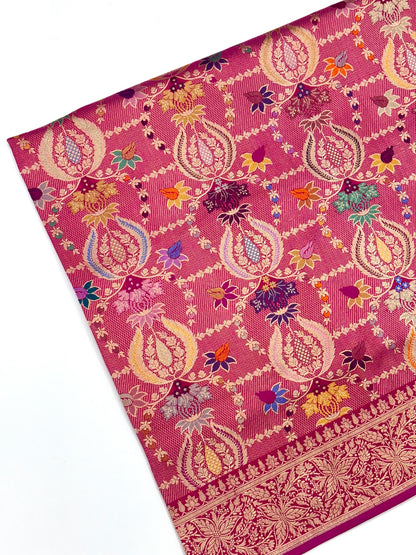 Pink Pure Mulberry Katan Silk Handwoven Banarasi Saree |Brocade|