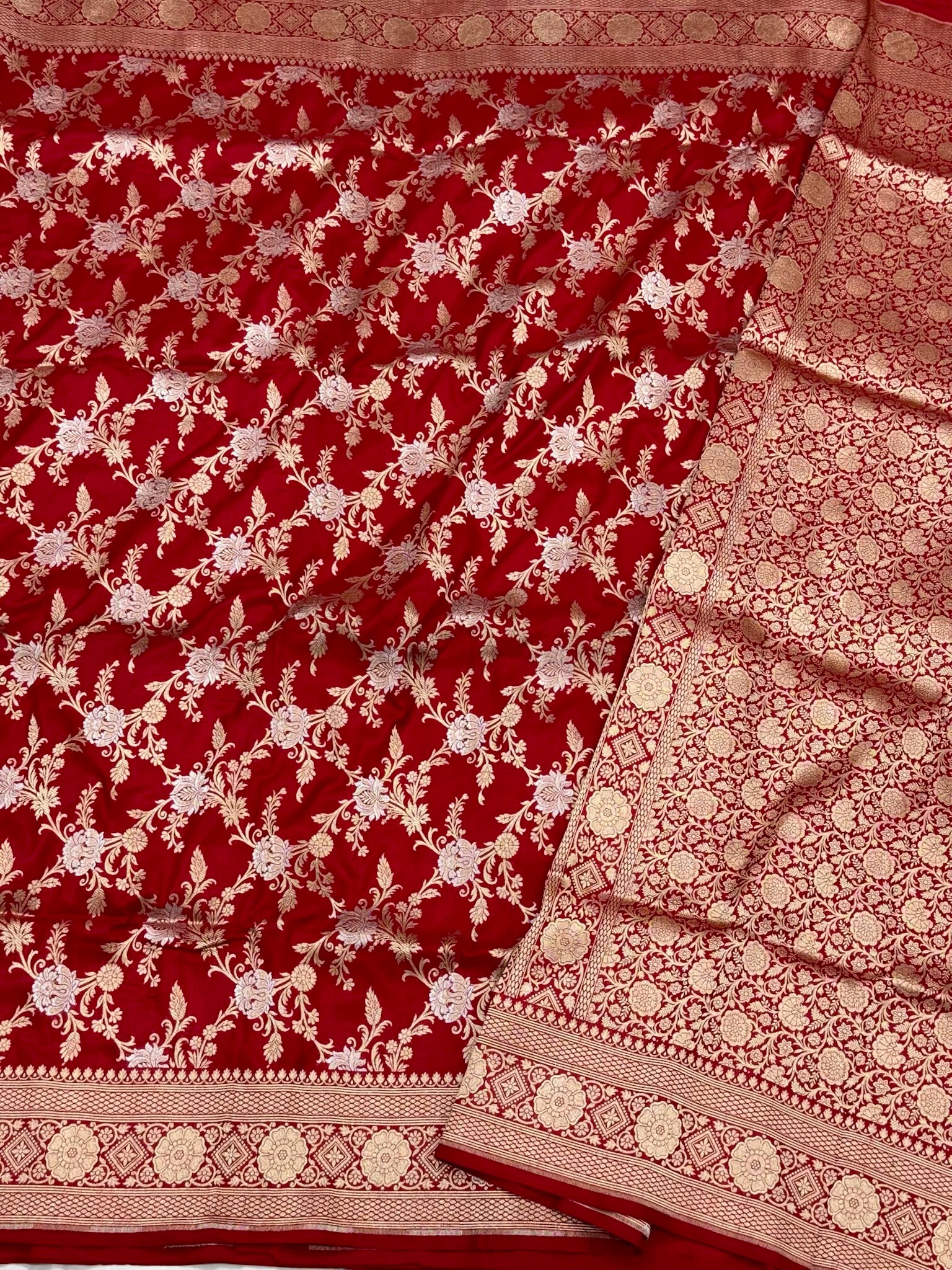 Red Banarasi Handloom Saree - Pure Mulberry Katan Silk Banarasi Saree
