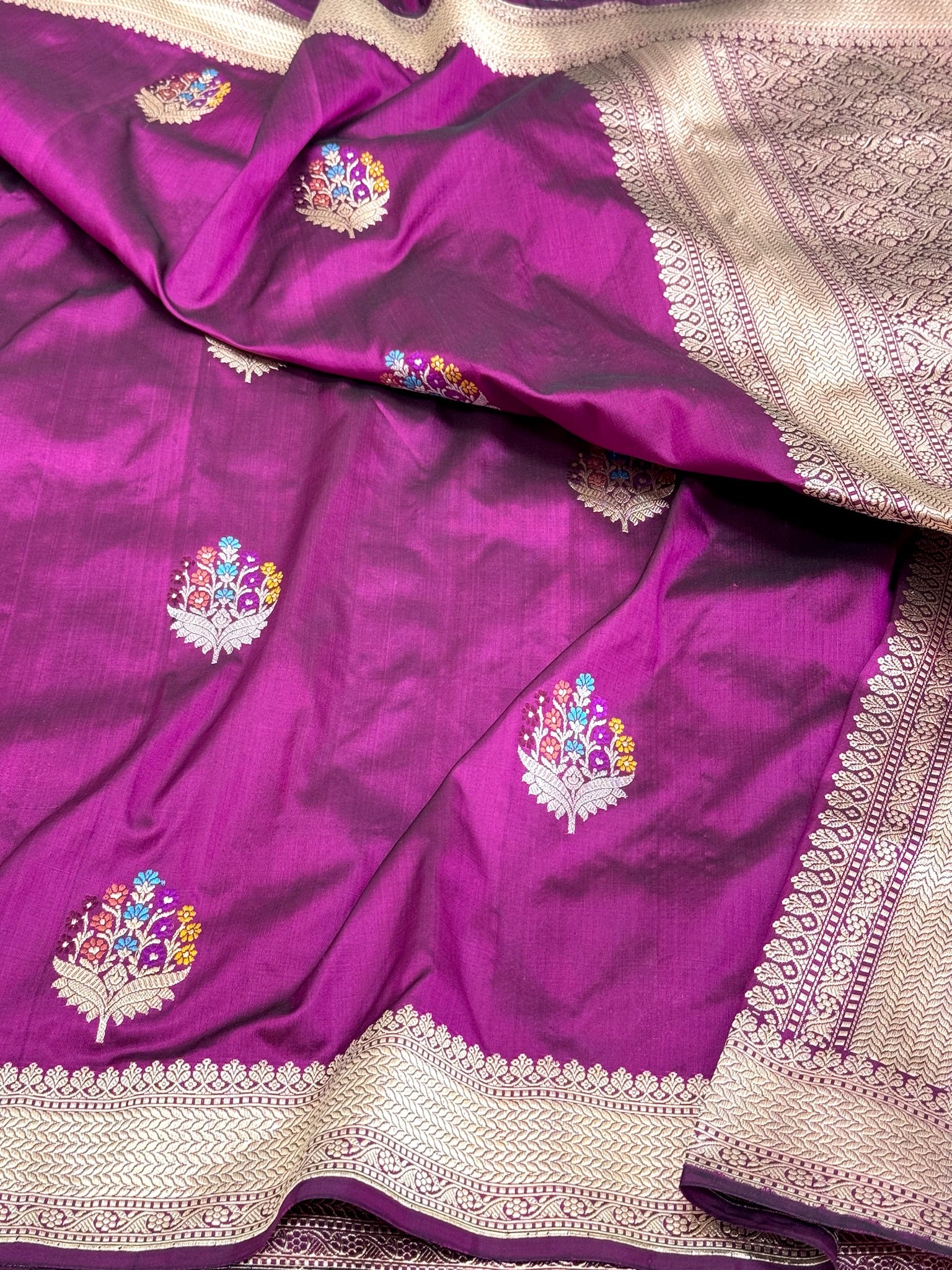 Magenta Katan Silk Pure Handwoven Saree