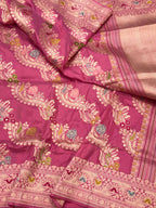 Pink Katan Silk Pure Handwoven Saree