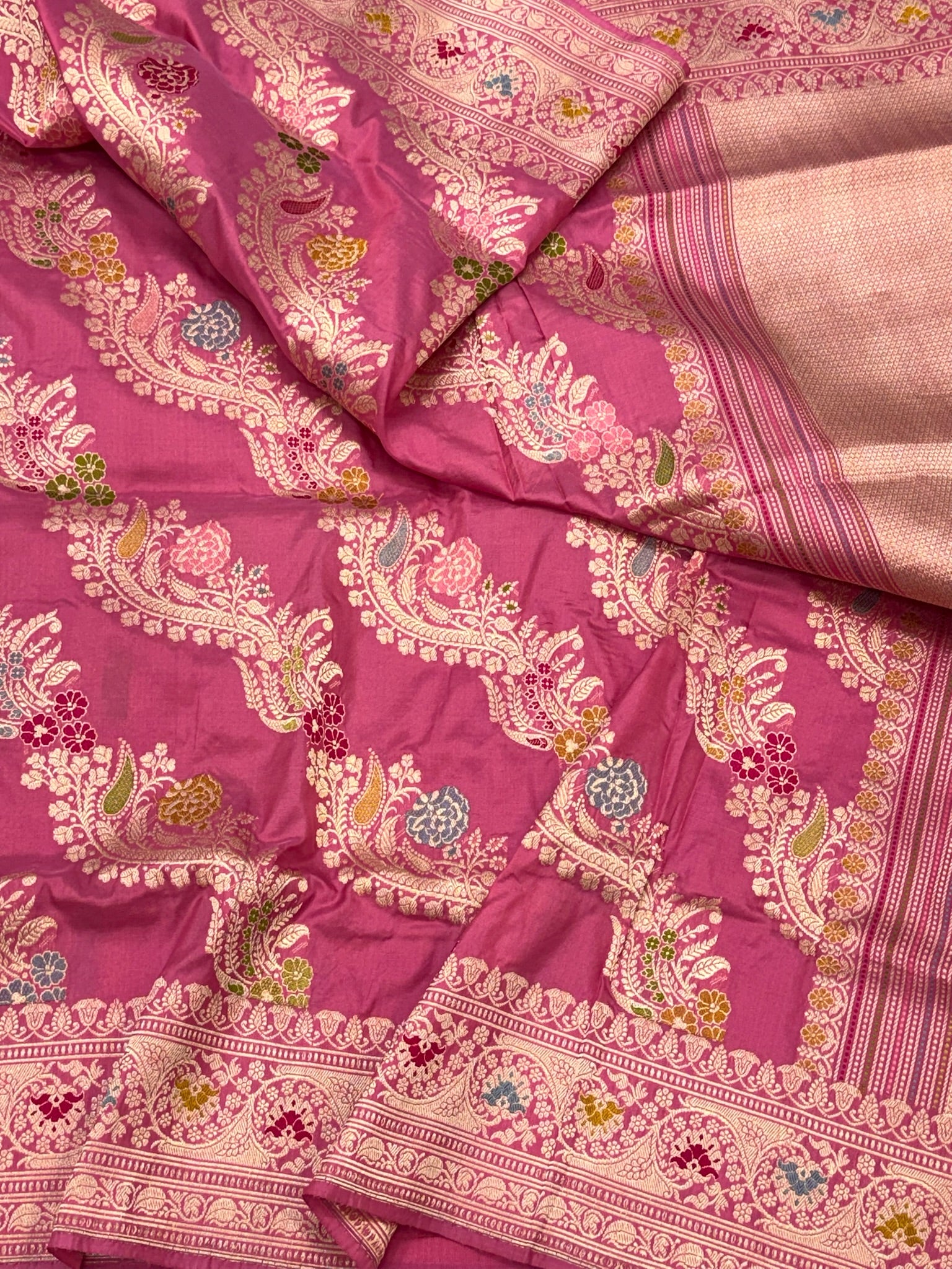 Pink Katan Silk Pure Handwoven Saree