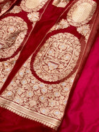 Red Kora Tissue Pure Handwoven Lahenga