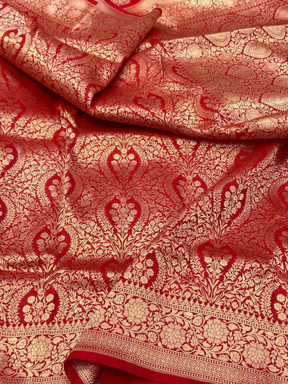 Pearl White Handloom Banarasi Brocade Saree - Pure Katan Mulberry Silk Banarasi Saree