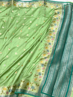 Neon Pink Pure Mulberry Chiniya Silk Handloom Banarasi Saree