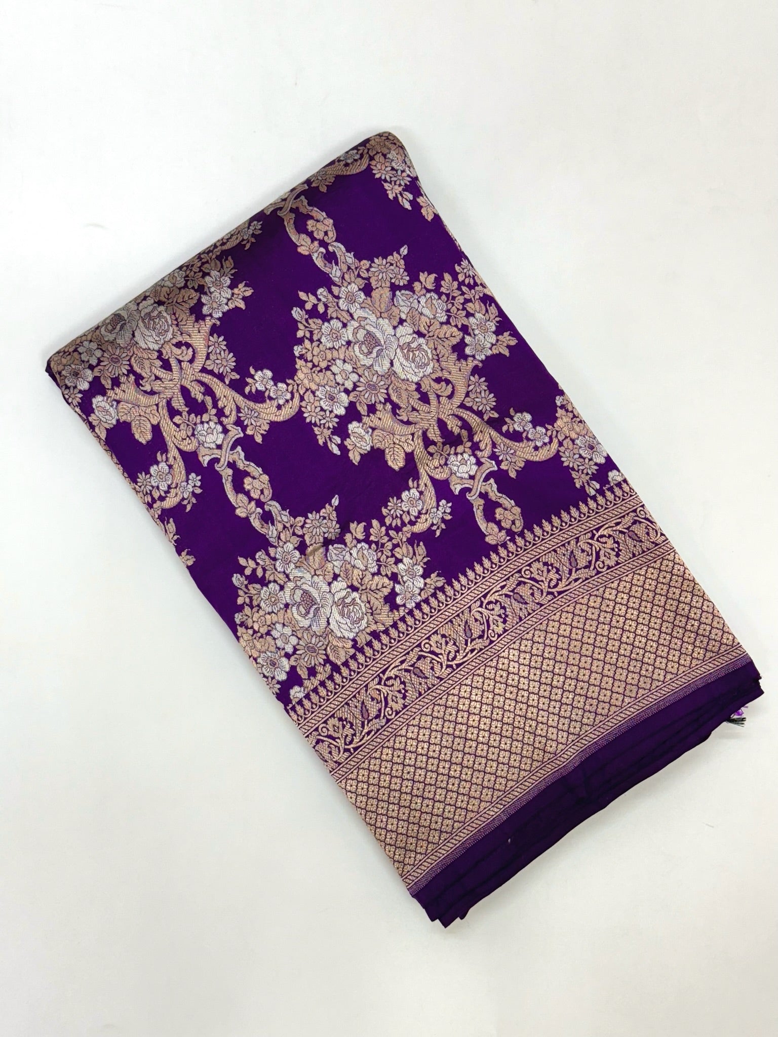 Magenta Purple Pure Katan Silk Handloom Banarasi Saree