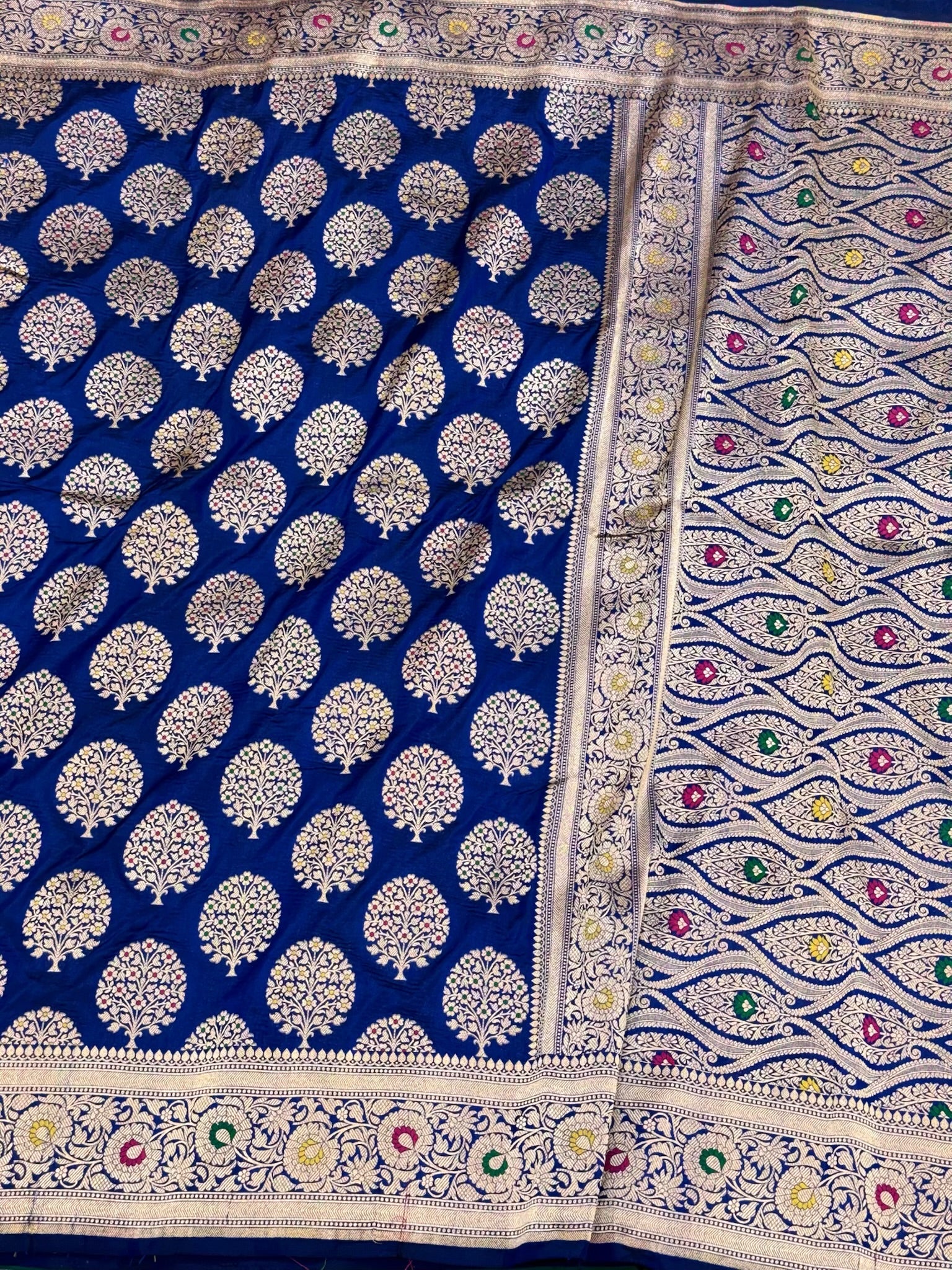 Blue Handloom Fine Banarasi Saree - Pure Mulberry Katan Silk Saree