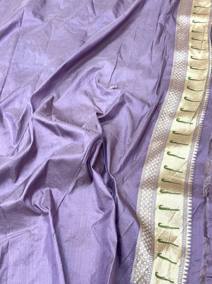 Dusty Lavender Pure Katan Silk & Mulberry Silk | Authentic Handloom Banarasi Saree