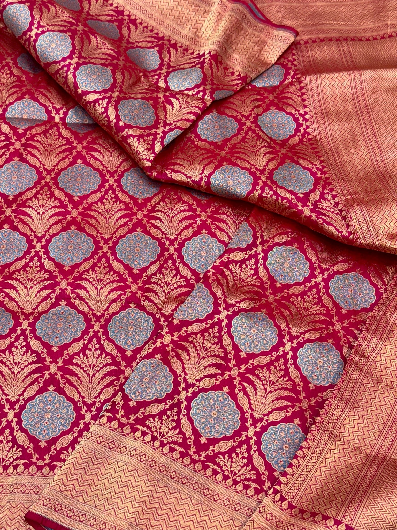 Pink Katan Silk Handloom Banarasi Brocade Saree