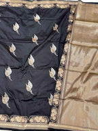 Black Pure Mulberry Katan Silk | Kadhwa Technique | Handwoven Banarasi Saree