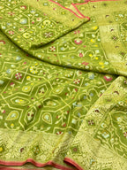 Green Pure Muslin Cotton Saree |Ektara Jamdani Handloom Banarasi Saree