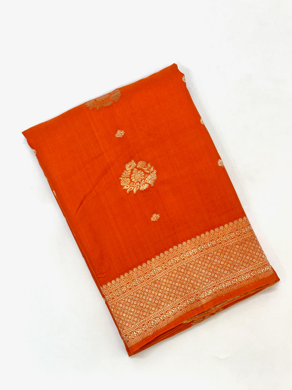 Orange Pure Katan Silk Banarasi Handwoven Saree