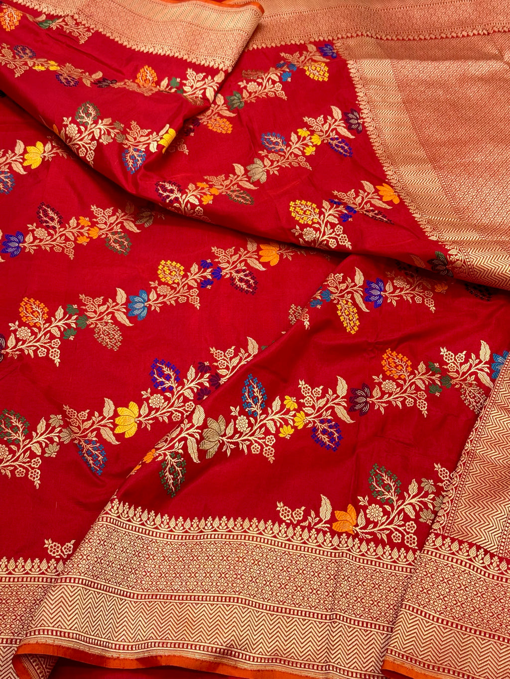 Red Katan Silk Pure Handwoven Saree