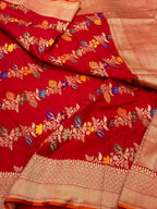 Red Katan Silk Pure Handwoven Saree