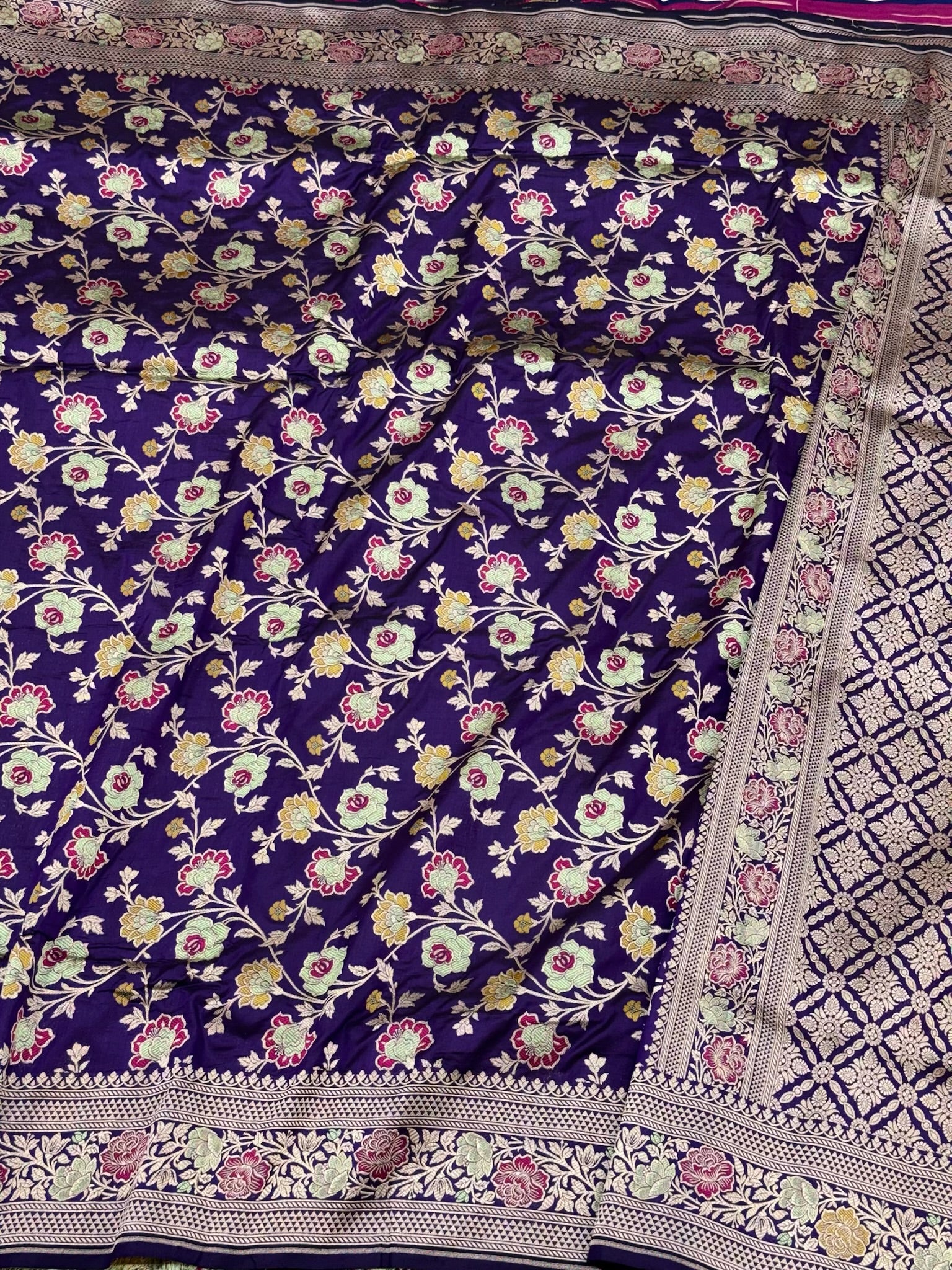 Purple Handloom Banarasi Saree | Pure Mulberry Katan Silk Banarasi Saree - The Royal Palette