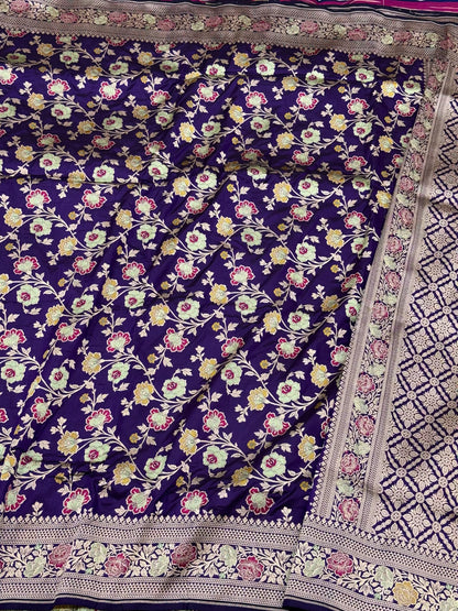 Purple Handloom Banarasi Saree | Pure Mulberry Katan Silk Banarasi Saree - The Royal Palette