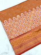 Orange Pure Katan Silk Handwoven Banarasi Brocade Saree