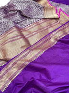 Purple Katan Silk Handwoven Brocade Saree
