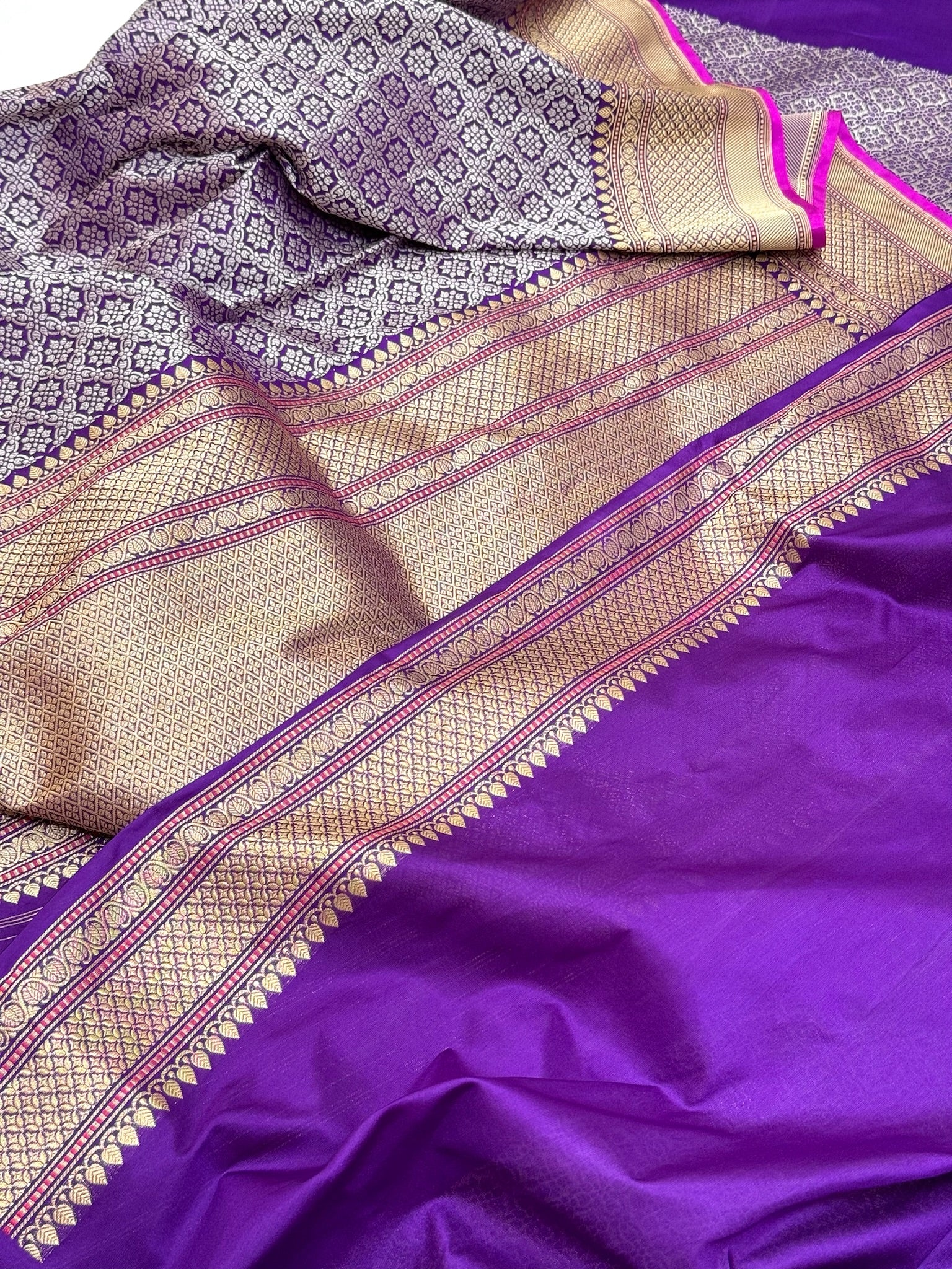 Purple Katan Silk Handwoven Brocade Saree