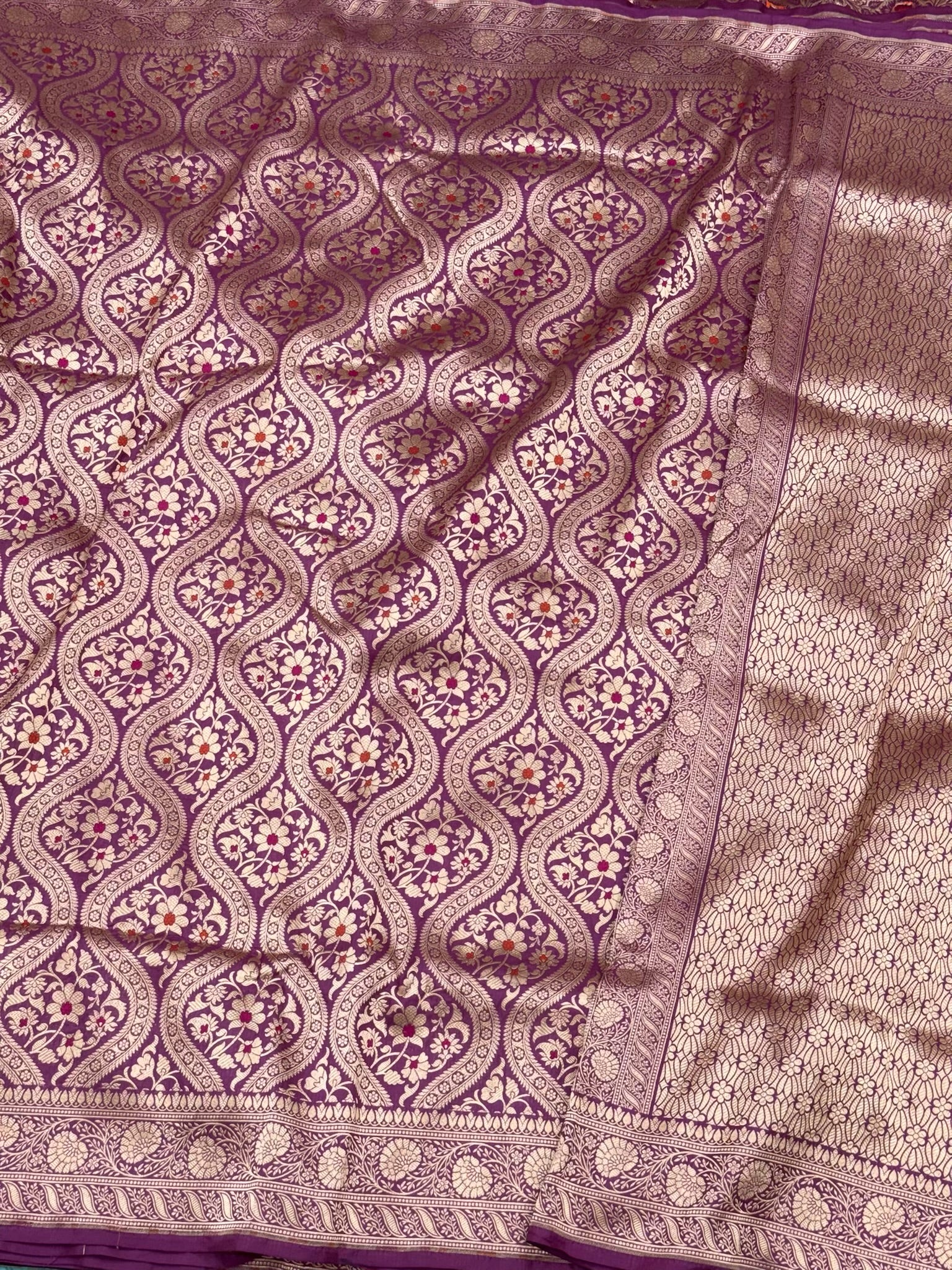 Lilac Pink Pure Mulberry Silk & Pure Katan Silk Handloom Banarasi Saree - Brocade