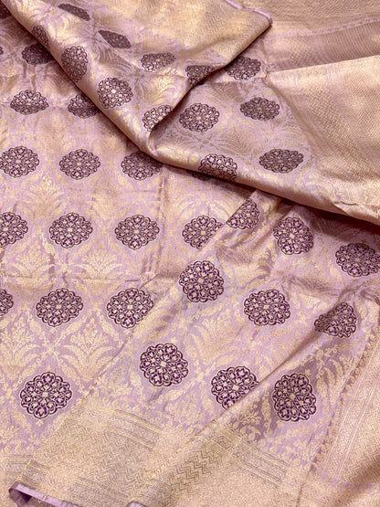 Mauve Pink Pure Katan Silk Handloom Banarasi Saree |Brocade|