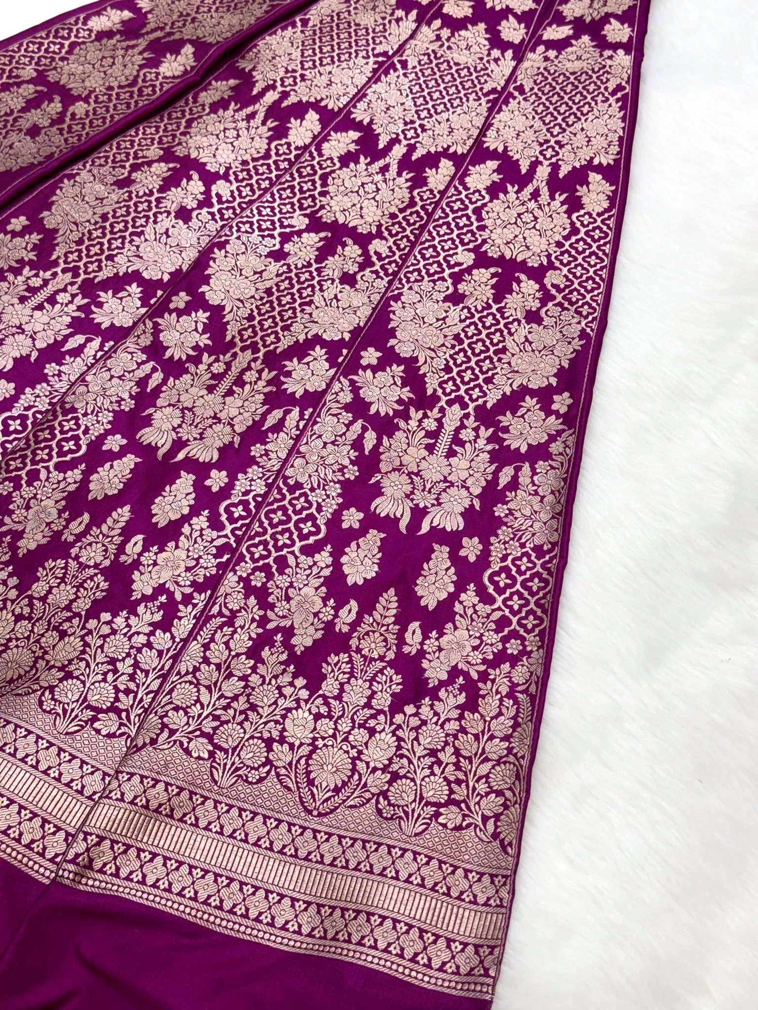 Magenta Katan Silk Pure Handwoven Lahenga
