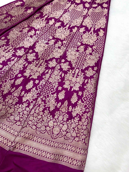 Magenta Katan Silk Pure Handwoven Lahenga