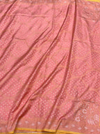 Powder Pink Pure Double Katan Silk Jamdani Handloom Banarasi Saree With Ektara Technique
