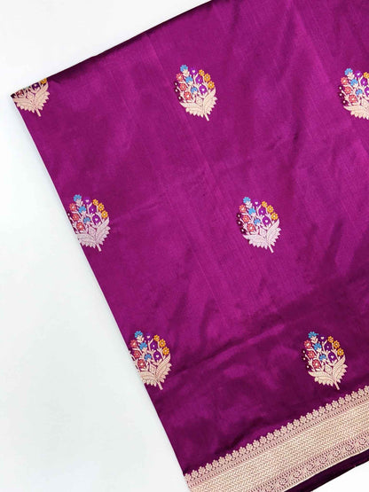 Pink Katan Silk Pure Handwoven Saree