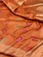 Tangerine Orange Pure Katan Silk Handloom Banarasi Saree