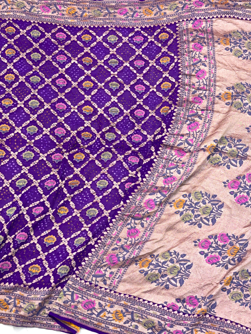 Purple Pure Chiffon Georgette Handloom Banarasi Saree- Bandhej