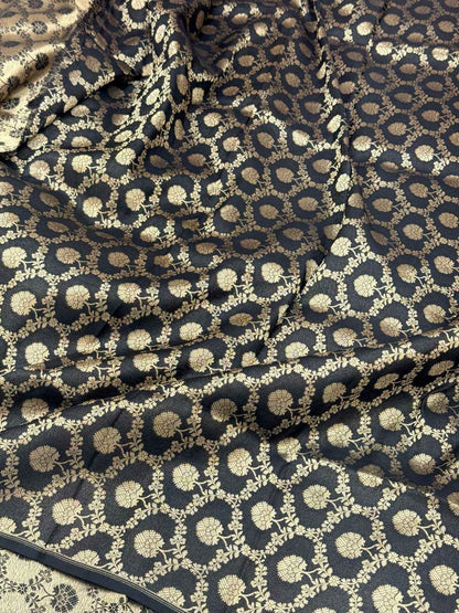 Ivory Pure Katan Silk Handloom Contemporary Banarasi Saree