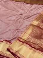Pastel Pink Pure Silk Ektara weave Handwoven Banarasi Saree