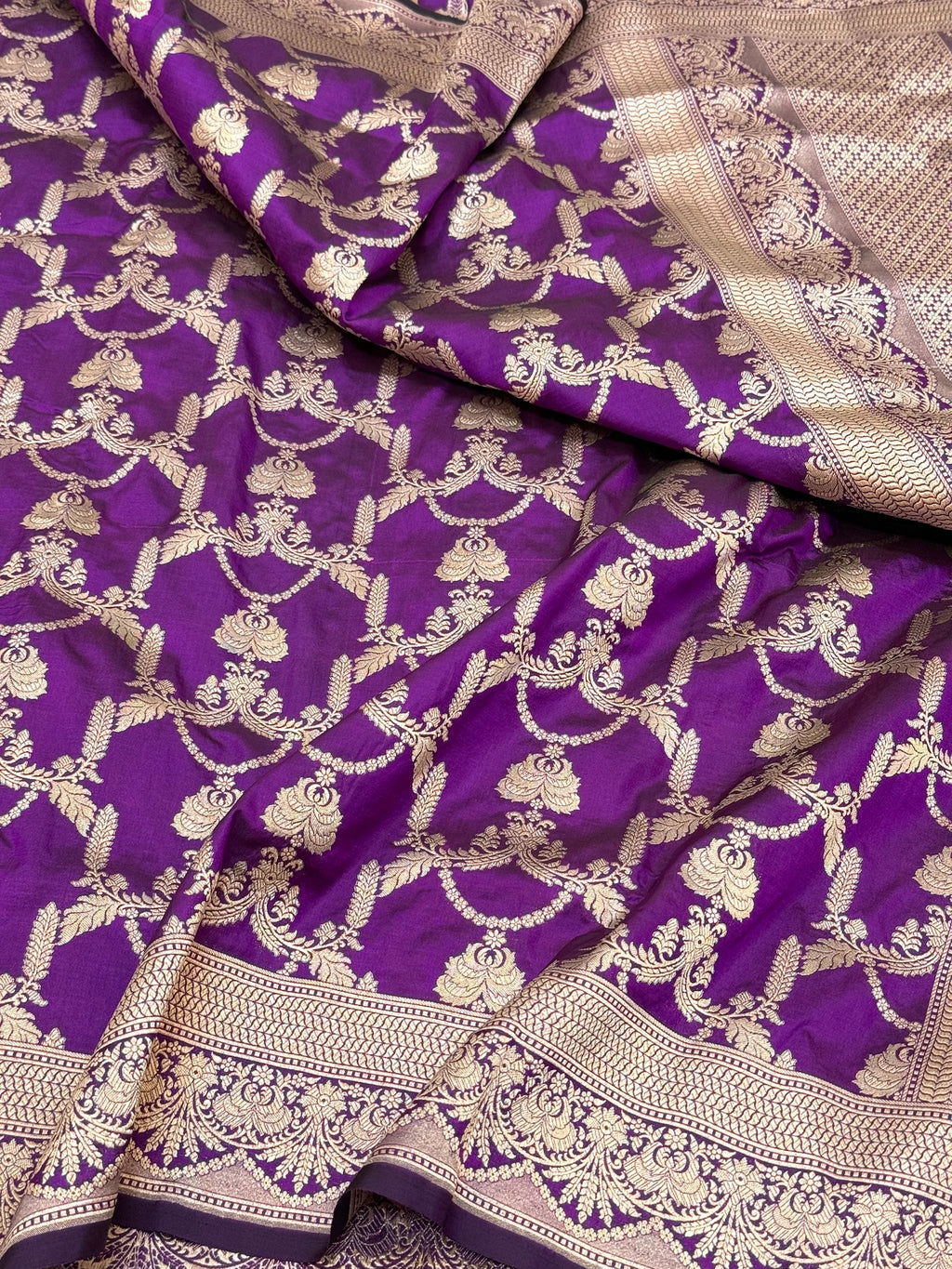 Purple Pure Katan Silk Handloom Saree