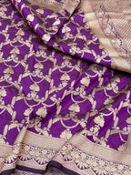 Purple Pure Katan Silk Handloom Saree