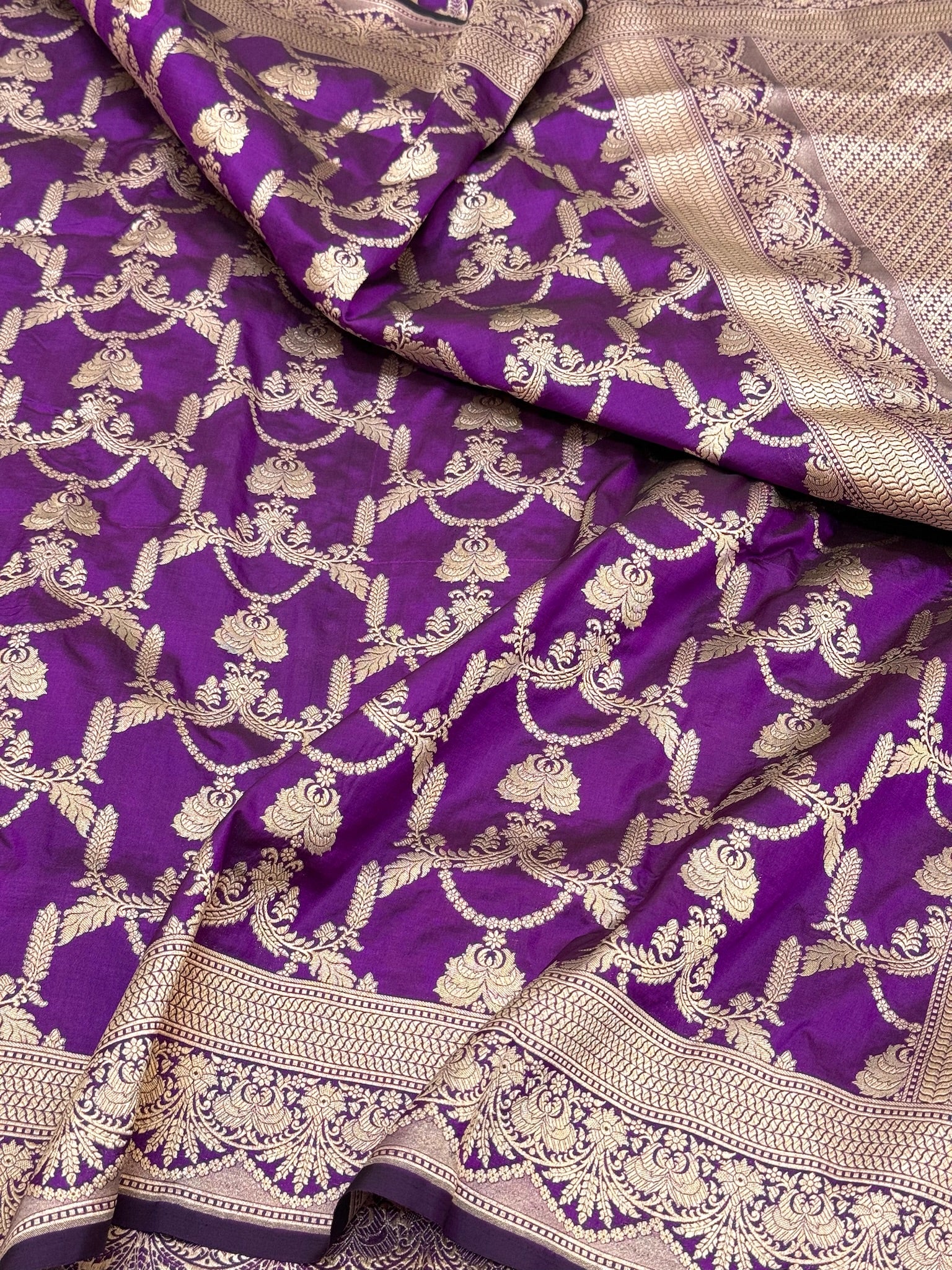 Purple Pure Katan Silk Handloom Saree