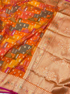 Orange Pure Katan Silk Rangkaat Handwoven Saree