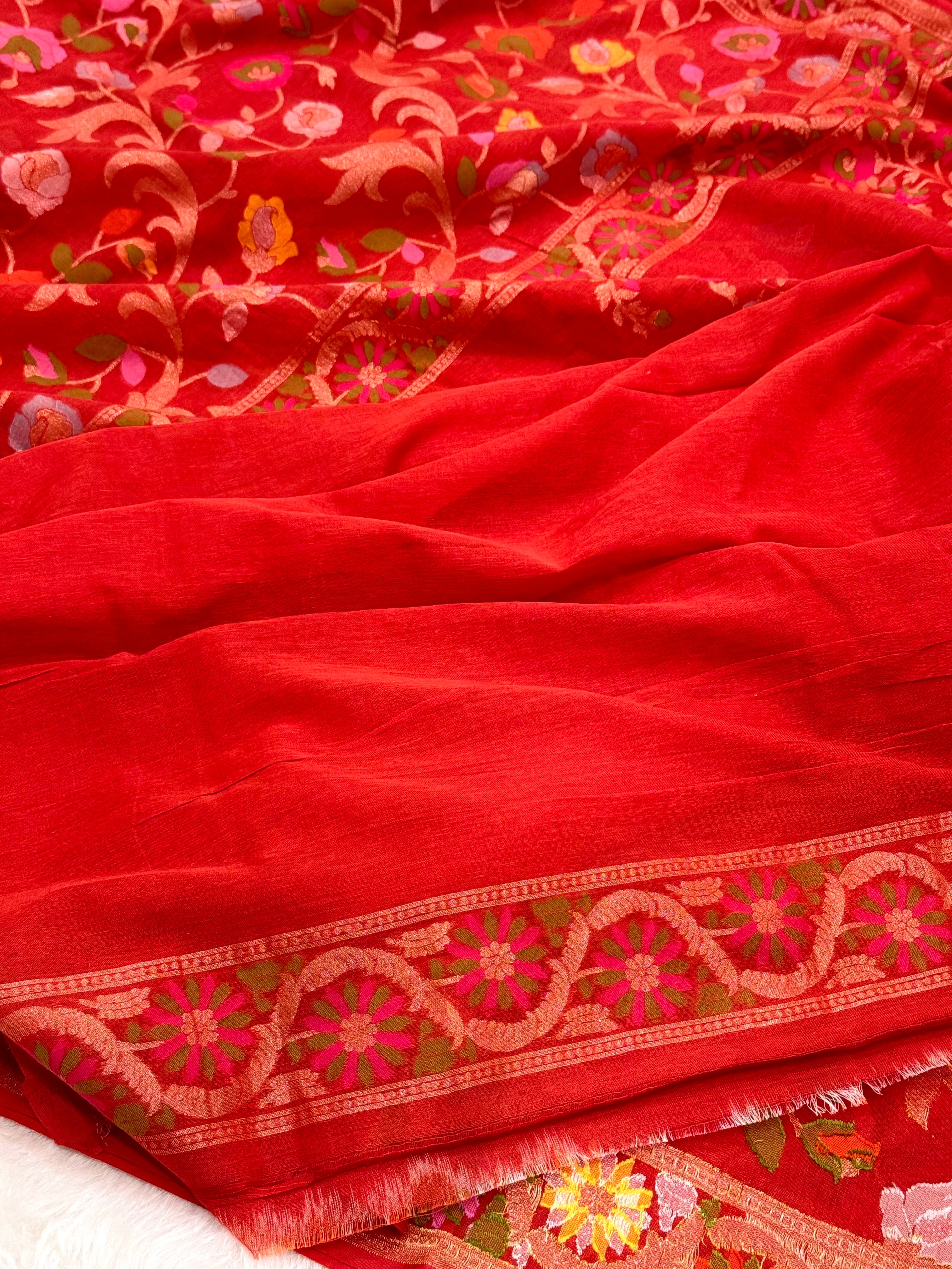 Red Ektara Weave Handloom Jamdani Saree