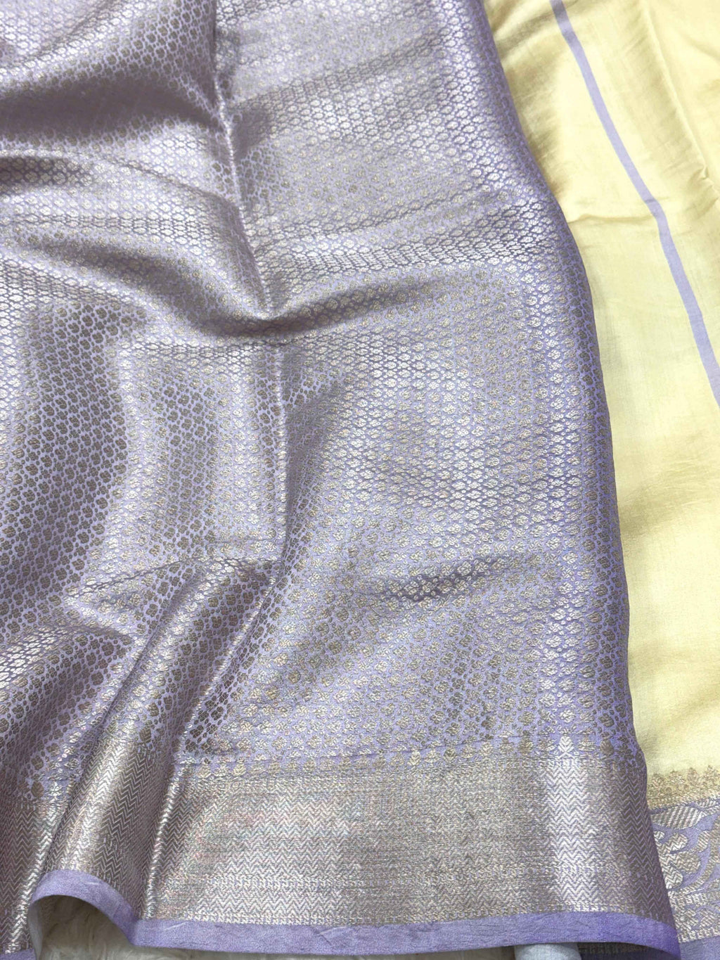 Lavender Pure Mulberry Chiniya Silk Lightweight Contemporary Saree