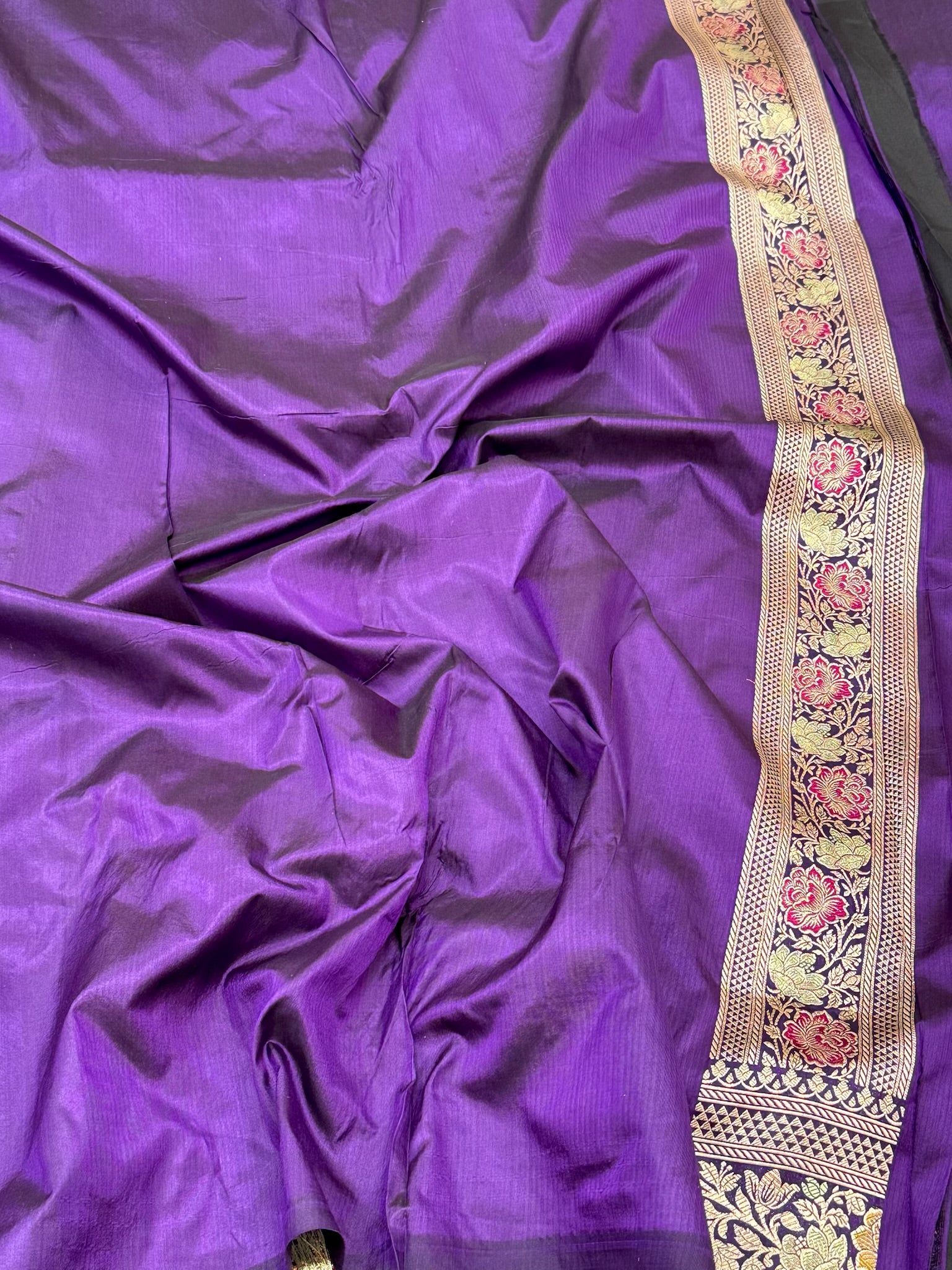 Purple Handloom Banarasi Saree | Pure Mulberry Katan Silk Banarasi Saree - The Royal Palette
