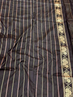 Black Pure Mulberry Katan Silk | Kadhwa Technique | Handwoven Banarasi Saree